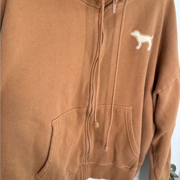 Victorias Secret Pink Hoodie Brown Full Zip Dog Embroidered Logo Size XXL - Picture 5 of 8